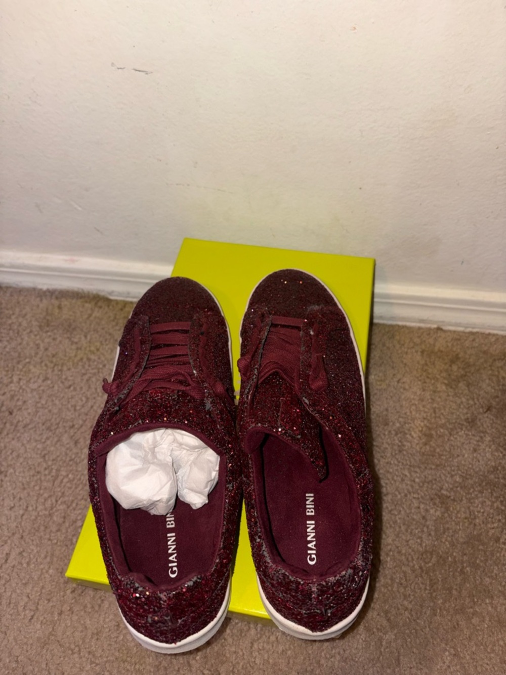 Gianni Bini Wine Glitter Low-Top Sneakers - Picture 6 of 7